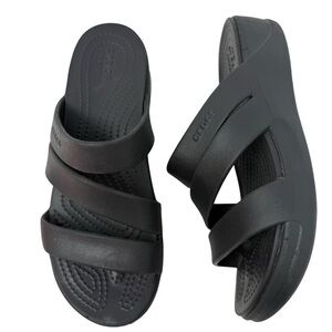 CROCS Womens Size 8 Getaway Strappy Slide Comfort Sandals Black